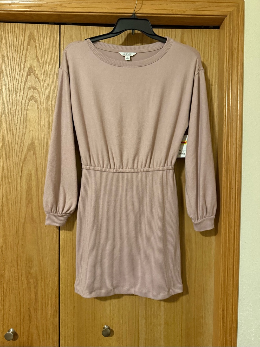 Nine West Womens Mauve Pink Long Sleeve Ribbed Mini Dress WW14Y313RS Size Medium